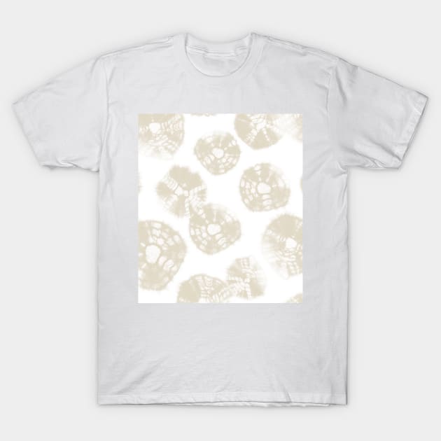 Shibori Kumo dots white & natural beige T-Shirt by marufemia